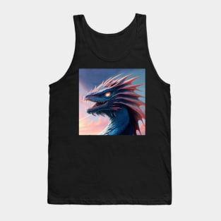 Intricate Pink and Blue Scaled Dragon at Sunrise Tank Top